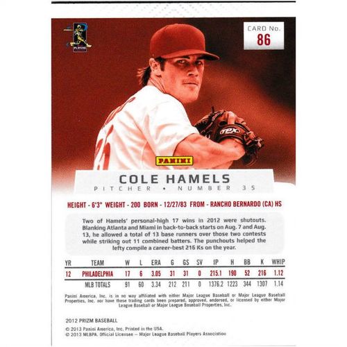 2012 Panini Prizm - #86 - Cole Hamels