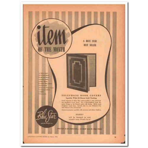 blue star leather novelty company 1946 telephone book cover vintage ad