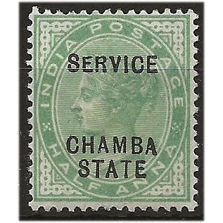 Chamba (ICS) 1902 O18 1/2a Pale Yellow-Green SERVICE Mounted Mint . ..