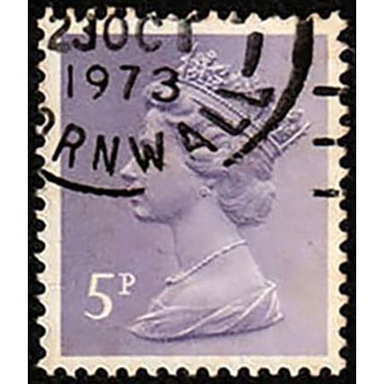 Great Britain 1971 Machin Queen Elizabeth II 5P Used Stamp QEII.