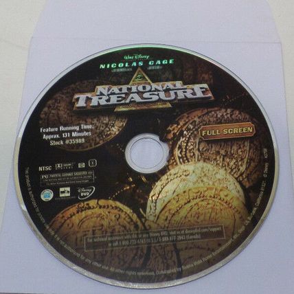 National Treasure (Full Screen Edition) DVD Movie Nicholas Cage Disc Only