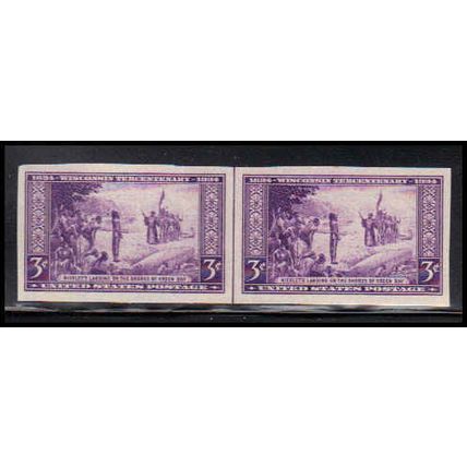 755 3c Wisconsin Very Fine MNH Hor Pair Vert Line Z1822