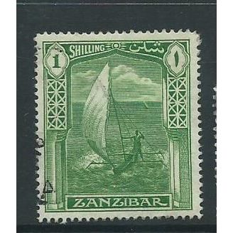 zanzibar stamps. sg290 sg 290 used canoe boat cypher wmk a