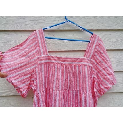 Terra & Sky Salmon Striped Tunic Top 2X Square Neck NWT 20W-22W