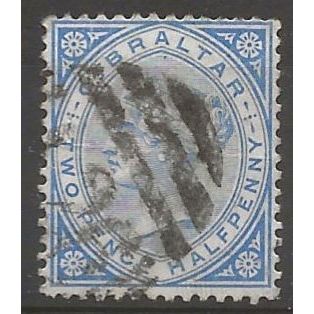 Gibraltar 1886 SG11 2 1/2d Blue Wmk Crown CA Good Used .