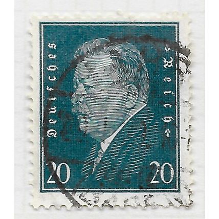 EMPIRE GERMANY 1928 PRESIDENT EBERT 20Pf GREEN POSTMARK DATED USED Mi 415
