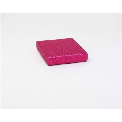 Fuschia pink glitter gift boxes necklace bracelet box approx 9 cm x 9 cm x 2 cm