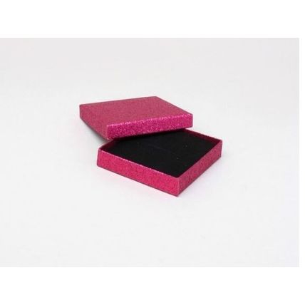 Fuschia pink glitter gift boxes necklace bracelet box approx 9 cm x 9 cm x 2 cm