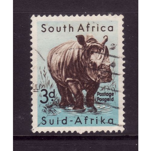 SOUTH AFRICA 1954 WILD ANIMALS 3d WHITE RINO BROWN & BLUE SG155 FINE USED