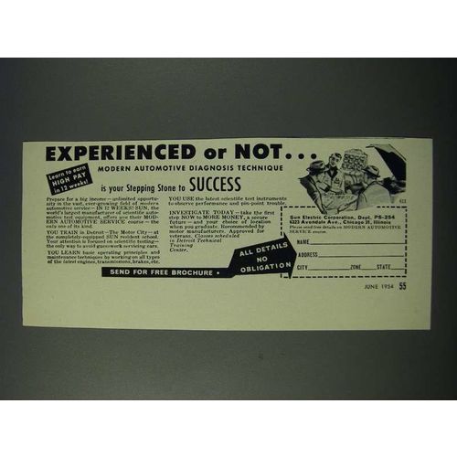 1954 Sun Electric Corporation Ad - Experienced or Not
