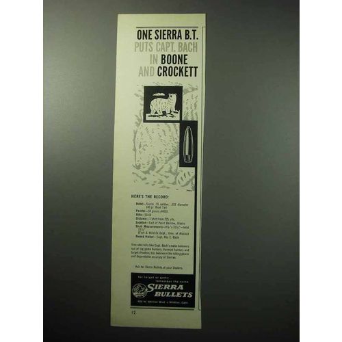 1958 Sierra Bullets Ad - .30 Caliber, 180 gr. Boat Tail