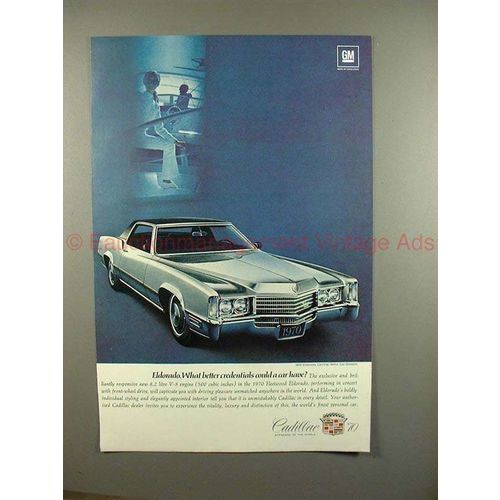 1970 Cadillac Eldorado Car Ad, What Better Credentials!