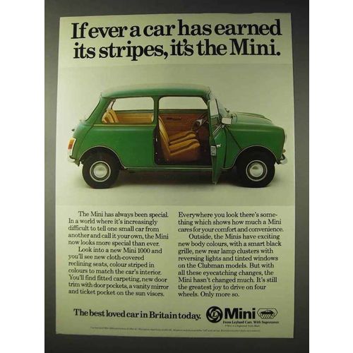 1977 Leyland Mini 1000 Car Ad - Earned Its Stripes