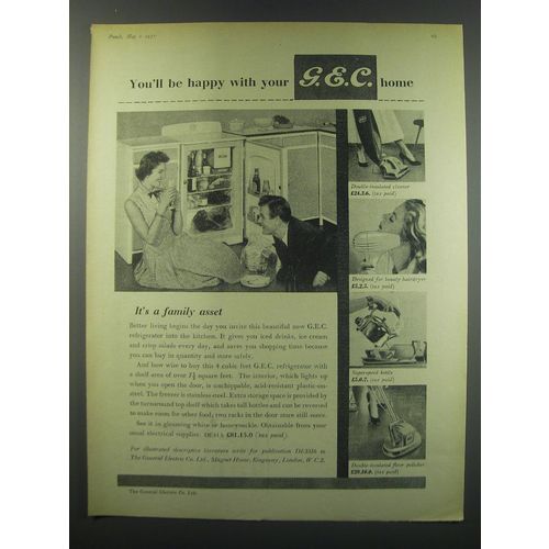 1957 GEC DE41A Refrigerator Ad - You'll be happy with your G.E.C. home