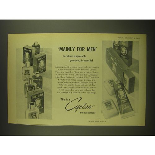 1958 Cyclax Men's Toilet Accessories Ad - Mainly for men