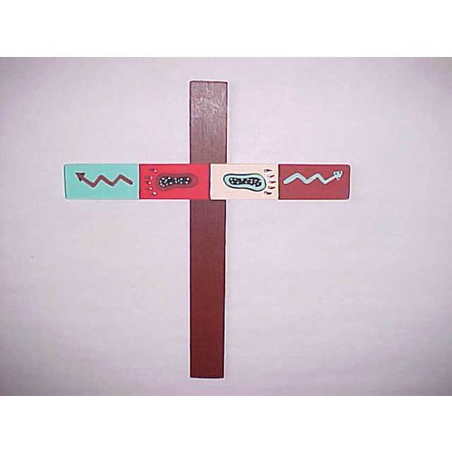 Native Bear Paw Cross Wooden Cross Brown Painted For Protection and Power 12"