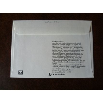 1983 Australia pre-printed stamp envelope 076 Northern Territory arms stationery