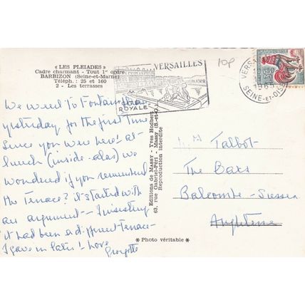 Les Pleiades Barbizon France Real Photograph Postcard posted 1965 VGC