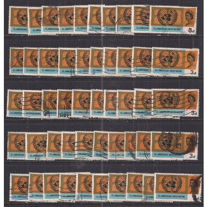 GB 1965 QE2 3d x 50 20th Anniversary U.N.O SG 681 Unchecked to Clear ( A413 )