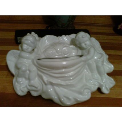 Wall Pocket Cherubs high gloss white