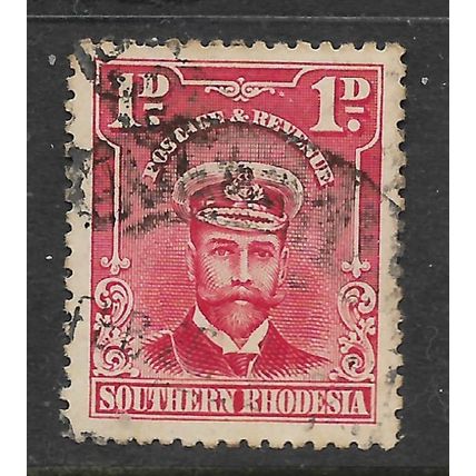 SOUTHERN RHODSIA 1924 1d BRIGHT ROSE SG 2 FINE USED#2