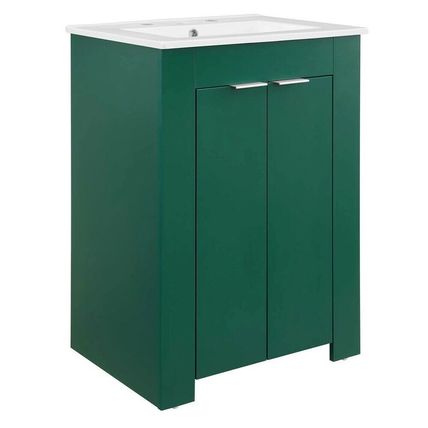 Modern Bathroom Vanity-White Sink Basin-Green, Gray, Blue or White Cabinet Base