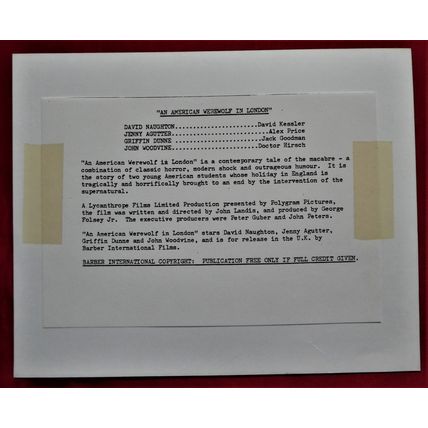 AN AMERICAN WEREWOLF IN LONDON(1981) vintage UK Press booklet + Press Photos