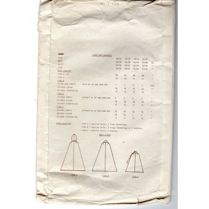 Woman's Weekly sewing pattern B584 Ladies' cape/cloak