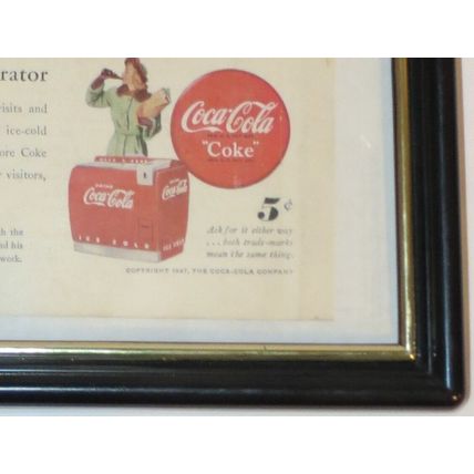 Vintage Original Coca Cola Magazine Santa Print Ad, "Hospitality"