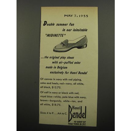 1955 Henri Bendel Midinette Shoes Ad - Double summer fun