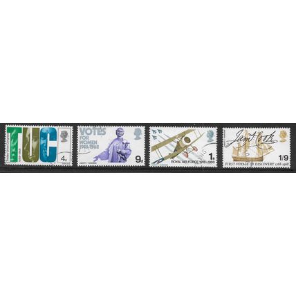 GREAT BRITAIN 1968 BRITISH ANNIVERSARIES SG 767 / 770 SET 4 VALS FINE USED#5