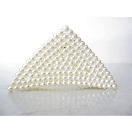 White acrylic triangle hair claw clip with faux pearls for fine thin hair