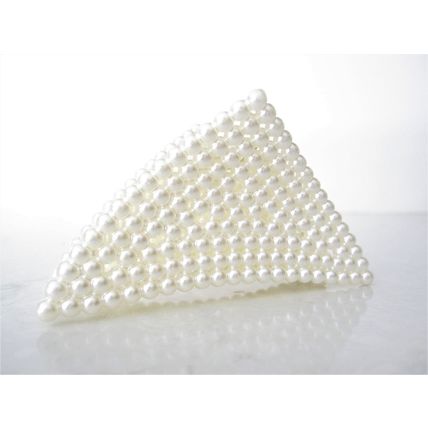White acrylic triangle hair claw clip with faux pearls for fine thin hair