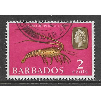 BARBADOS 1965 SG343 2c SIDEWAYS WATERMARK LOBSTER USED