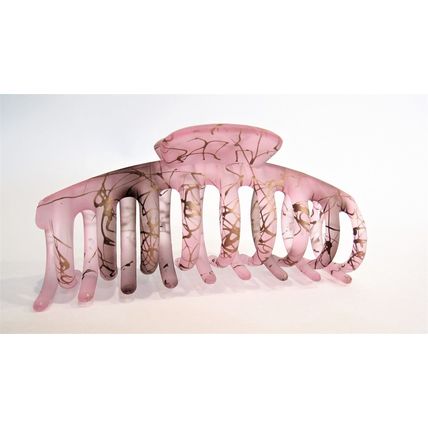 Light mauve pink and gold color splatter paint hair claw clip