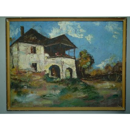 Nora Schutz-Minorovics Romanian/German Artist, Vintage 1963 Oil Painting 50 x 65