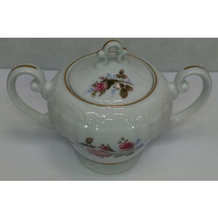 Vintage Sugar Dish Bowl Royal Rose Fine China Japan, Grant Crest Gold Trim