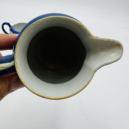 Antique Wedgwood Dipped Blue Pitchers England Jug Creamer Embossed Small