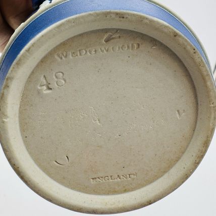 Antique Wedgwood Dipped Blue Pitchers England Jug Creamer Embossed Small