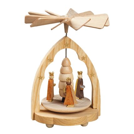 1719 - Richard Glaesser Mini Pyramid - 3 Kings Natural wood - 6.5"H x 2.5"W x...