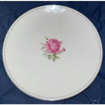 IMPERIAL ROSE 6702 FINE CHINA 7 3/4 SALAD PLATE W/ SILVER TRIM MADE IN JAPAN
