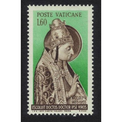 Vatican Fifth Death Centenary of Pope Nicholas 60L 1955 MNH SG#222