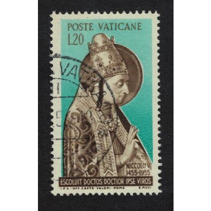 Vatican Fifth Death Centenary of Pope Nicholas 20L 1955 MNH SG#220