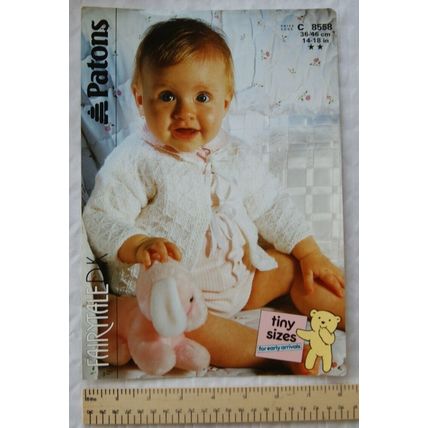 1986 Patons 9339 matinee coats, premature 14-18 inches, fairylights DK
