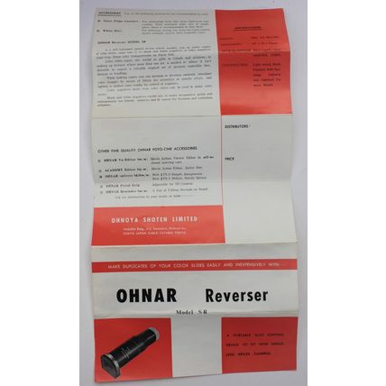 Ohnar Reverser Slide Copier Model SR Serial No 65022