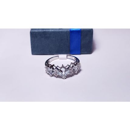 Estate 2.0ctw Natural Princess angled Aquamarine & Wht Topaz 10Kt W/G Ring#21045