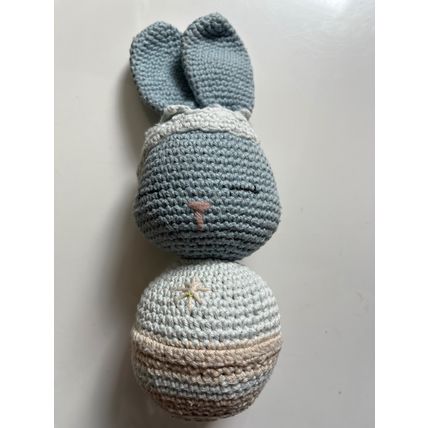 HAND CROCHETED SLEEPING BLUE BUNNY