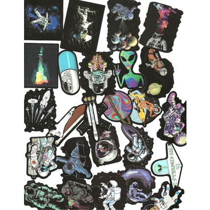 25pcs/set Cartoon Black Edge Space Astronaut Graffiti Sticker