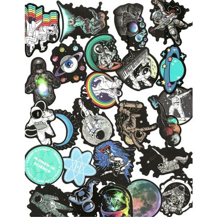 25pcs/set Cartoon Black Edge Space Astronaut Graffiti Sticker