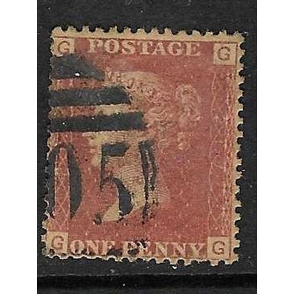 GB 1858 QUEEN VICTORIA 1d RED PLATE 217 OF USED SG43 GG